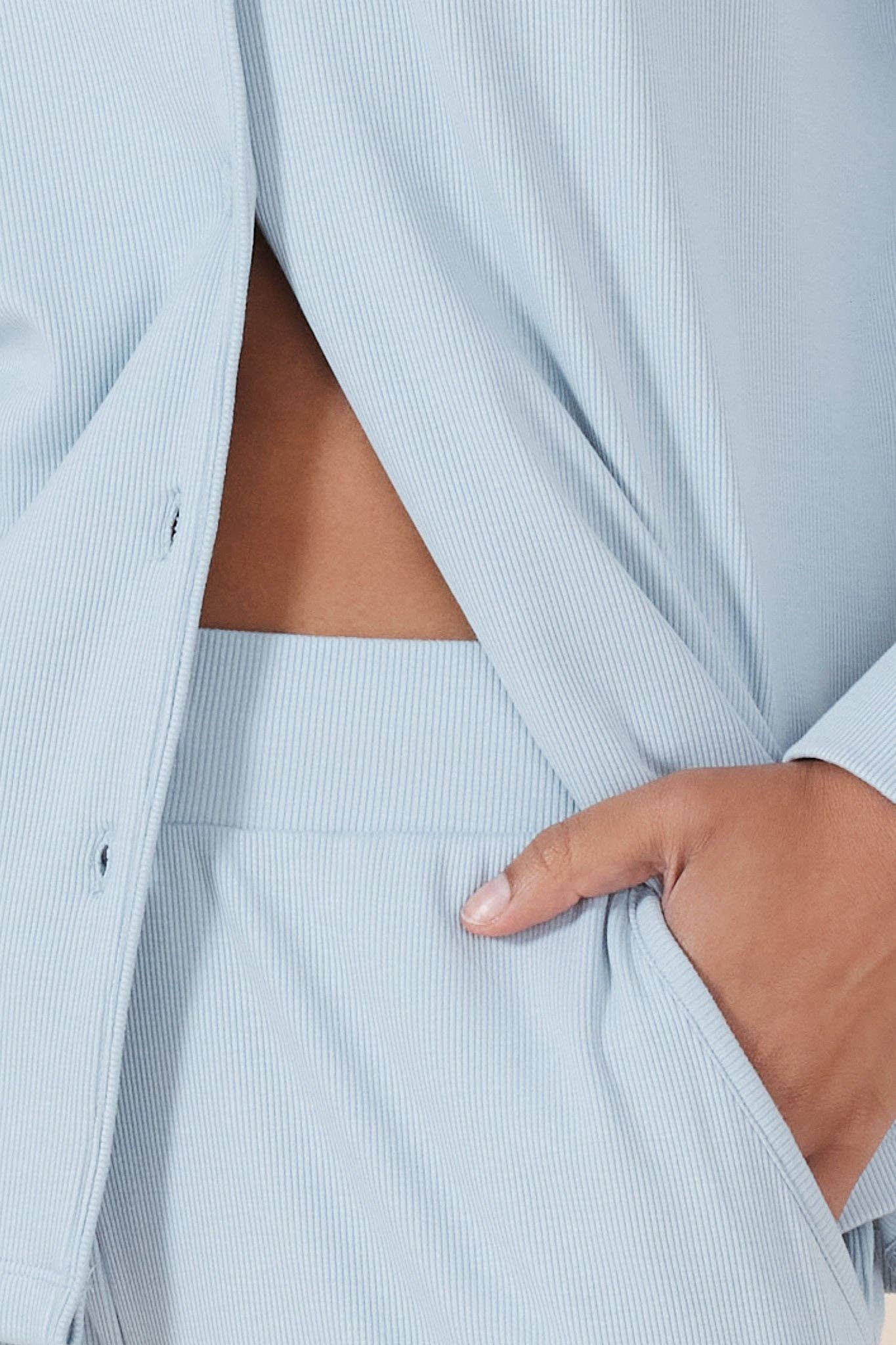 Ribbed Pyjama and Lounge Set - Emilia Powder Blue