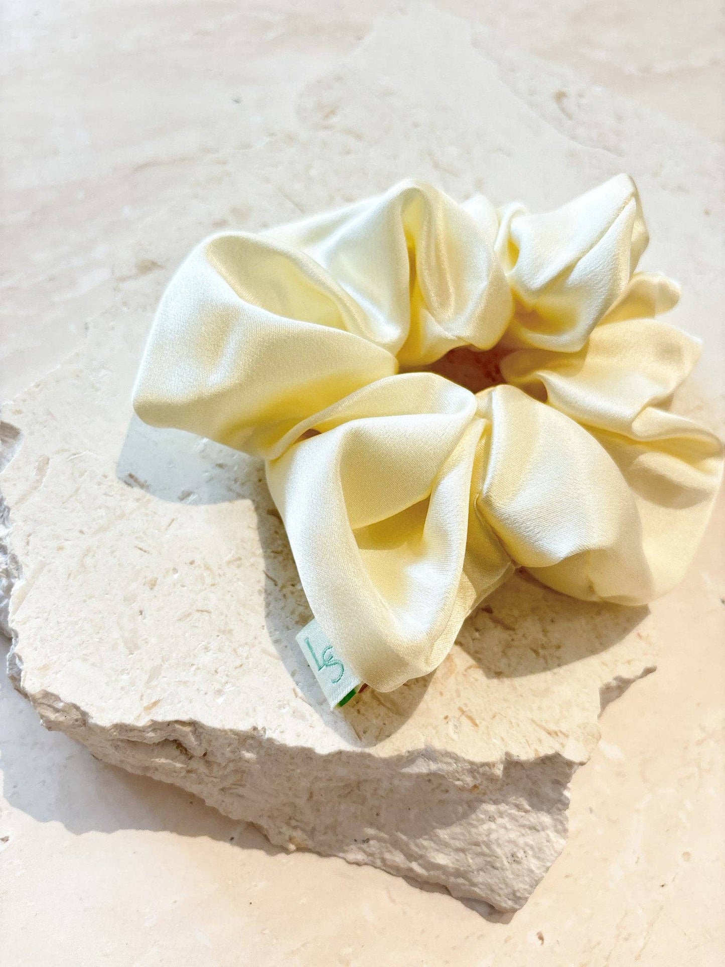 Lustre & Sage Silk Scrunchie in Cream