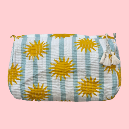 INDIE COSMETIC BAG [YELLOW SUN STRIPPY]