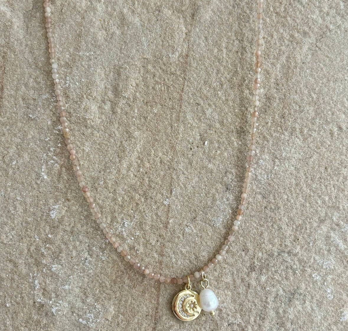 LUNA SHINE CHOKER [PINK MOONSTONE]
