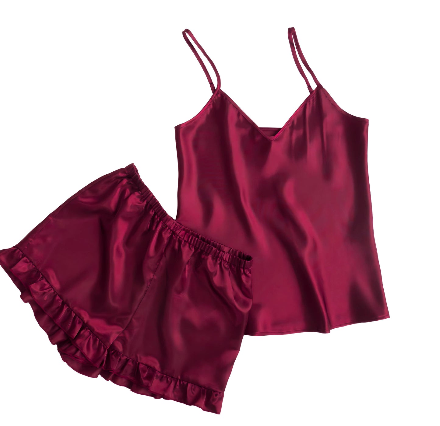 Ruffle Pajama Set Australian Design Satin Cami Pyjama Set