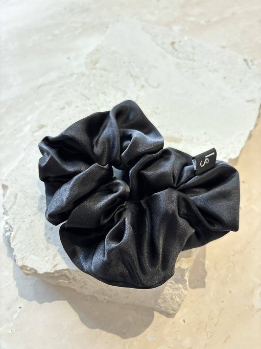 Lustre & Sage Silk Scrunchie in Black