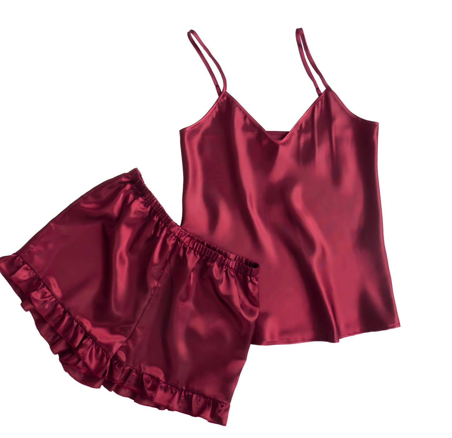 Ruffle Pajama Set Australian Design Satin Cami Pyjama Set